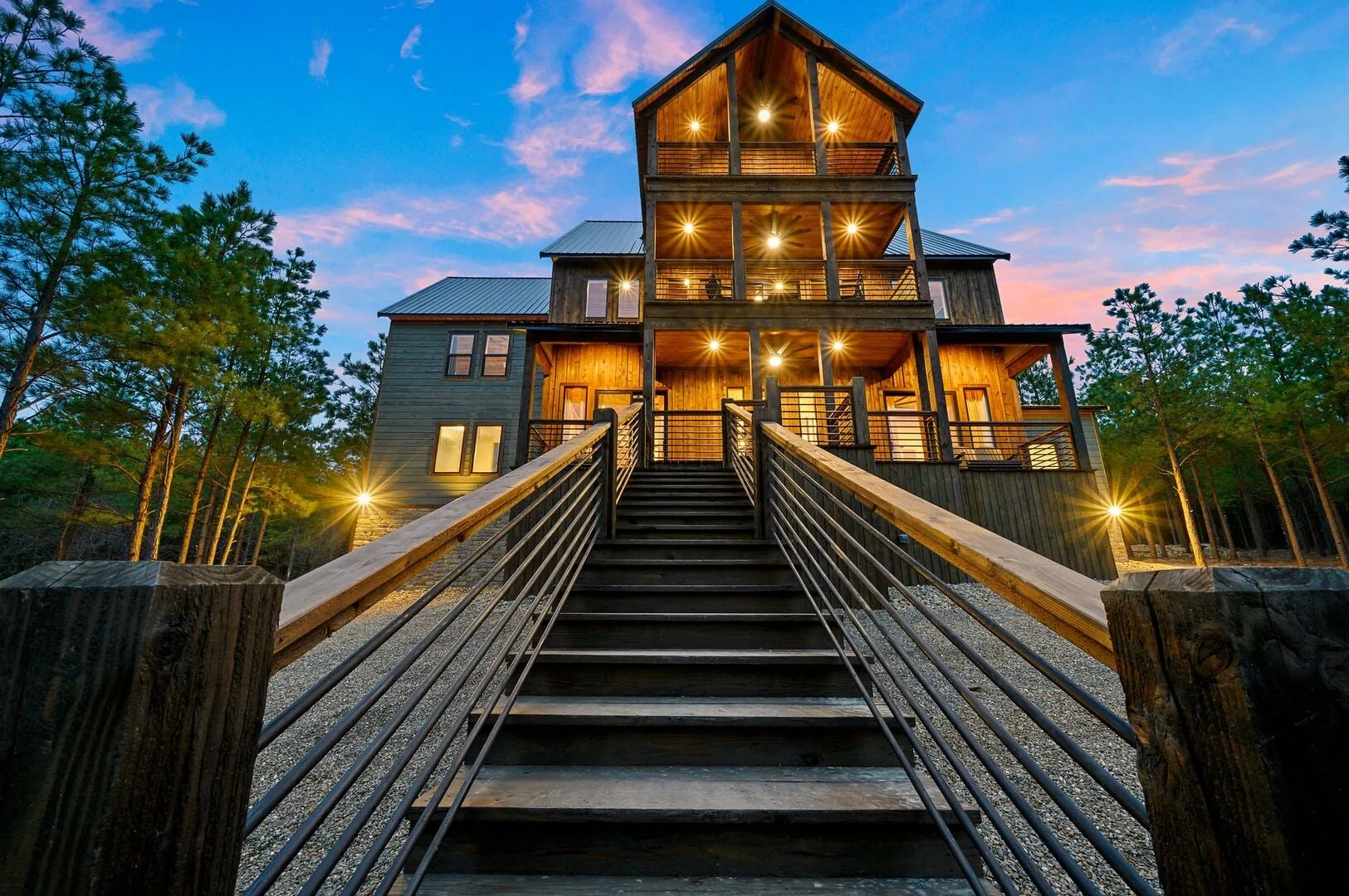 Rare Breed lodge at twilight